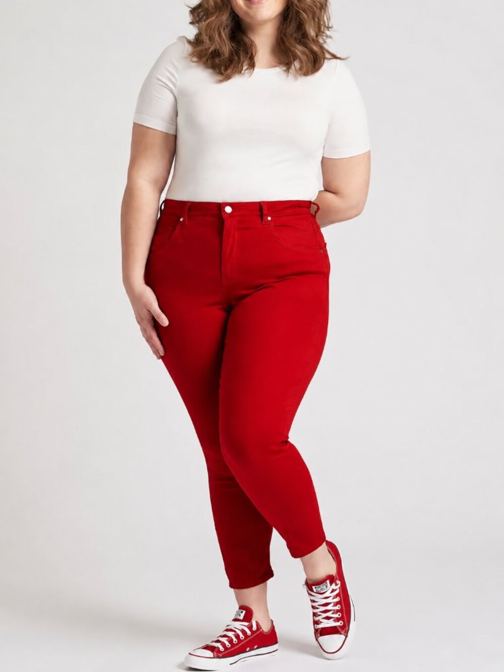 2/$30 NWT Universal Standard Seine High Rise Skinny Jeans 27 Inch Red 40 #A3707